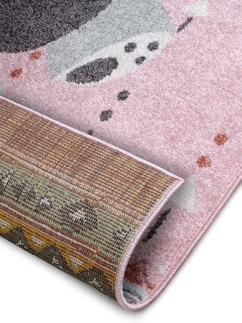 Kindervloerkleed - Adventures Panda Roze