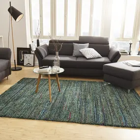 Hoogpolig vloerkleed - Nomadic Chic Groen/Blauw