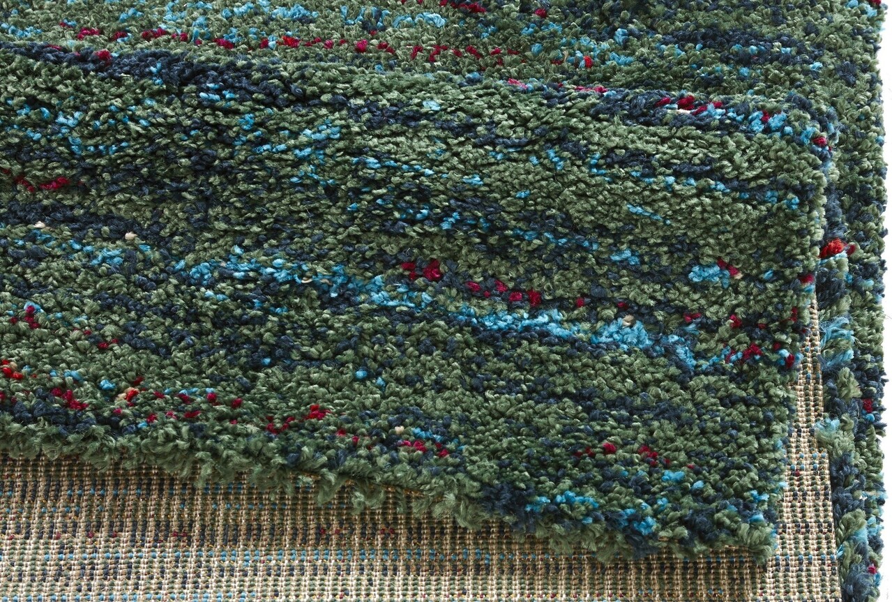 Hoogpolig vloerkleed - Nomadic Chic Groen/Blauw Hoogpolig vloerkleed - Nomadic Chic Groen/Blauw