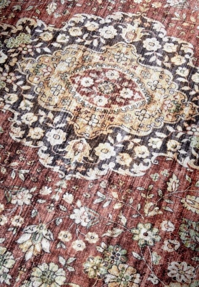 Freundin Home Collection - Asya Laagpolig Vintage vloerkleed - Rood / Blauw