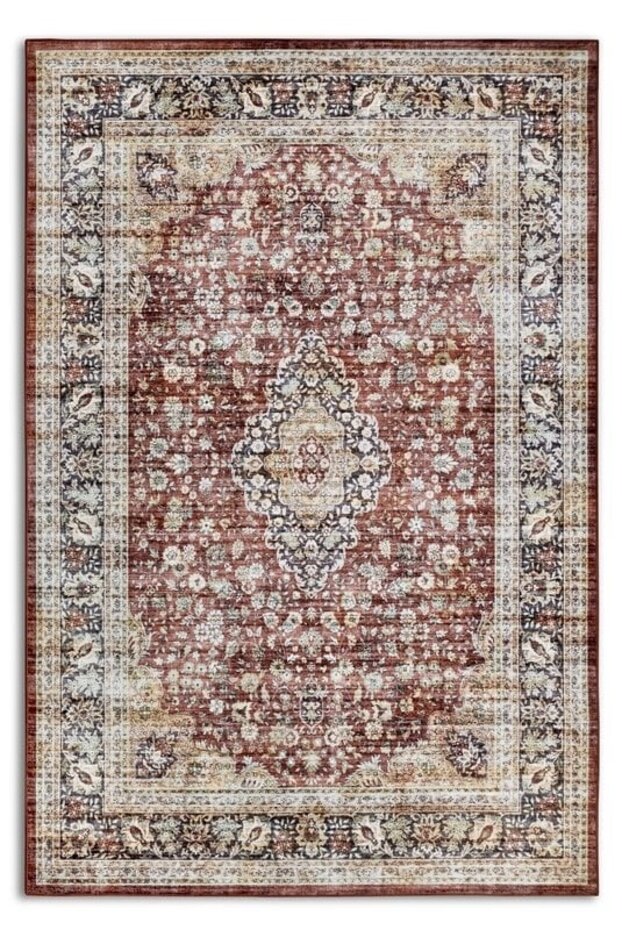 Freundin Home Collection - Asya Laagpolig Vintage vloerkleed - Rood / Blauw