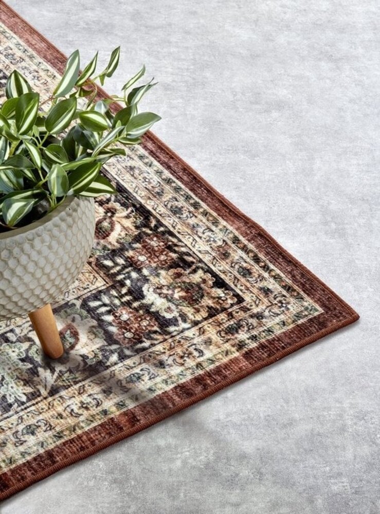 Freundin Home Collection - Asya Laagpolig Vintage vloerkleed - Rood / Blauw Freundin Home Collection - Asya Laagpolig Vintage vloerkleed - Rood / Blauw