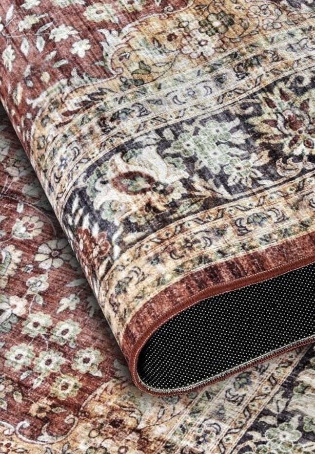 Freundin Home Collection - Asya Laagpolig Vintage vloerkleed - Rood / Blauw