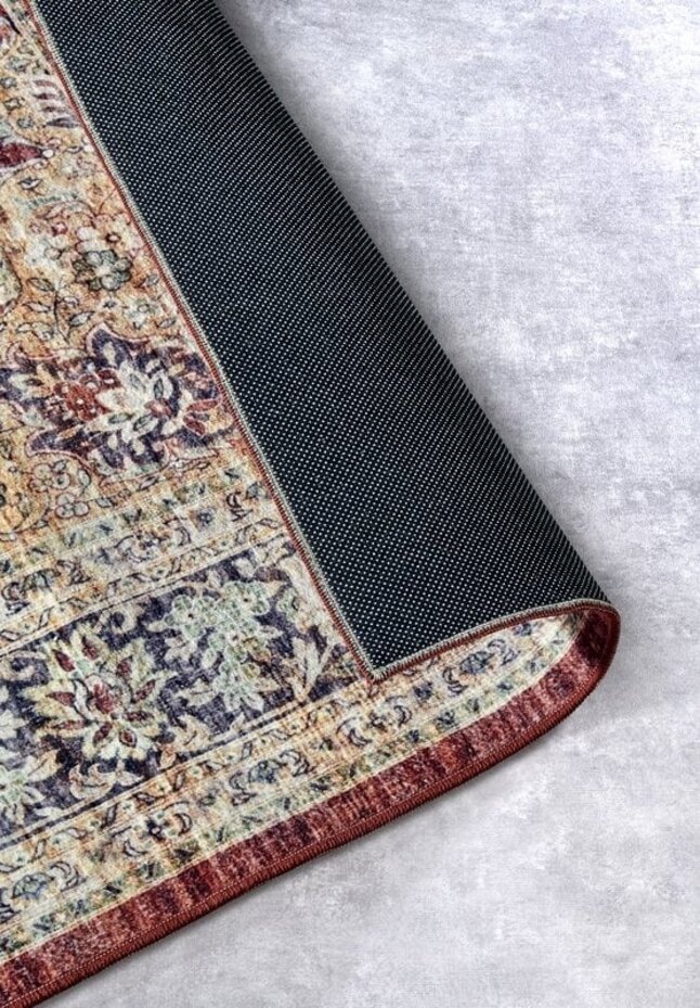 Freundin Home Collection - Asya Laagpolig Vintage vloerkleed - Rood / Blauw