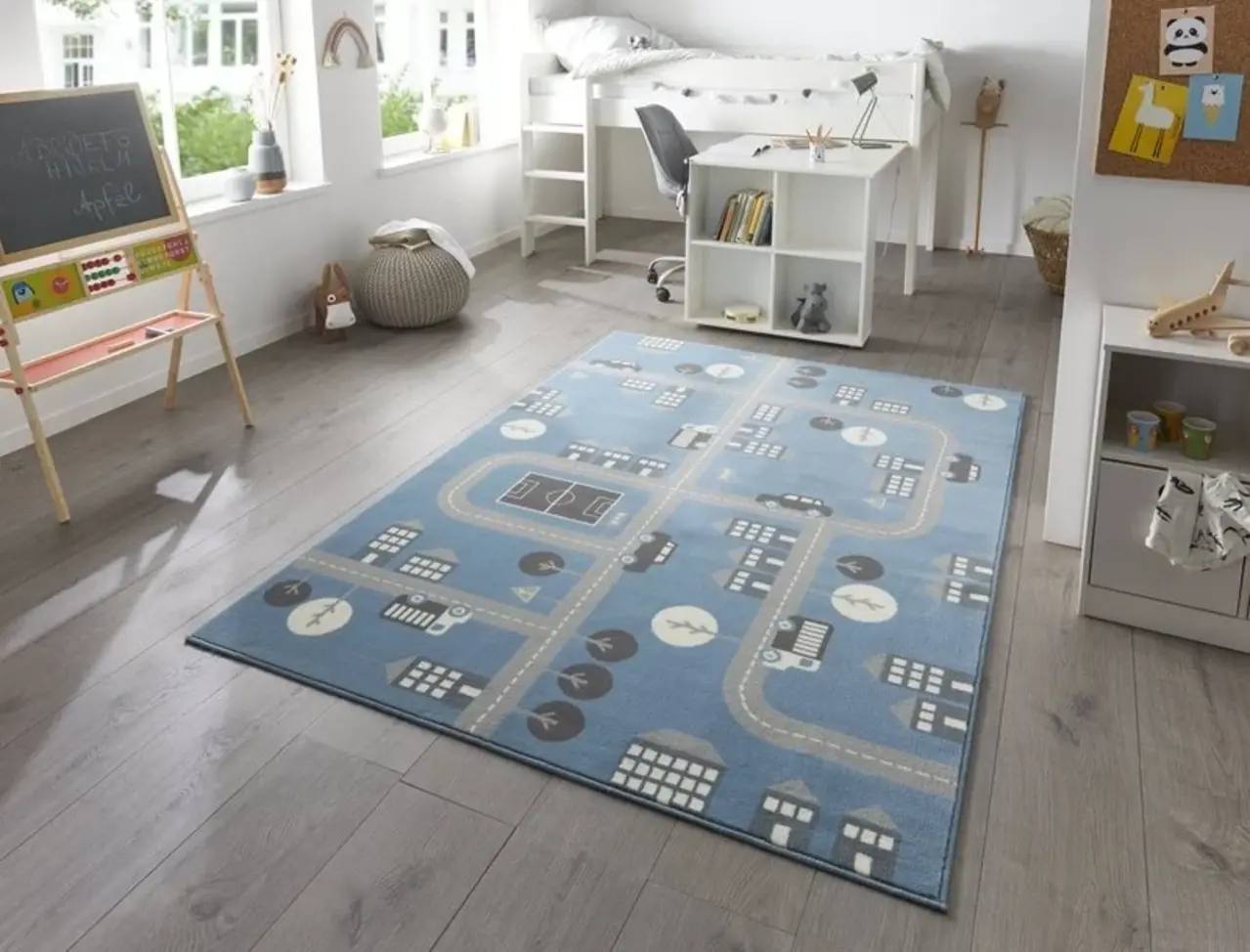 Kindervloerkleed - Adventures Stad Design Blauw Kindervloerkleed - Adventures Stad Design Blauw