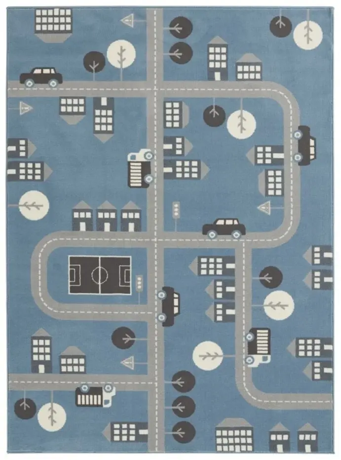 Kindervloerkleed - Adventures Stad Design Blauw