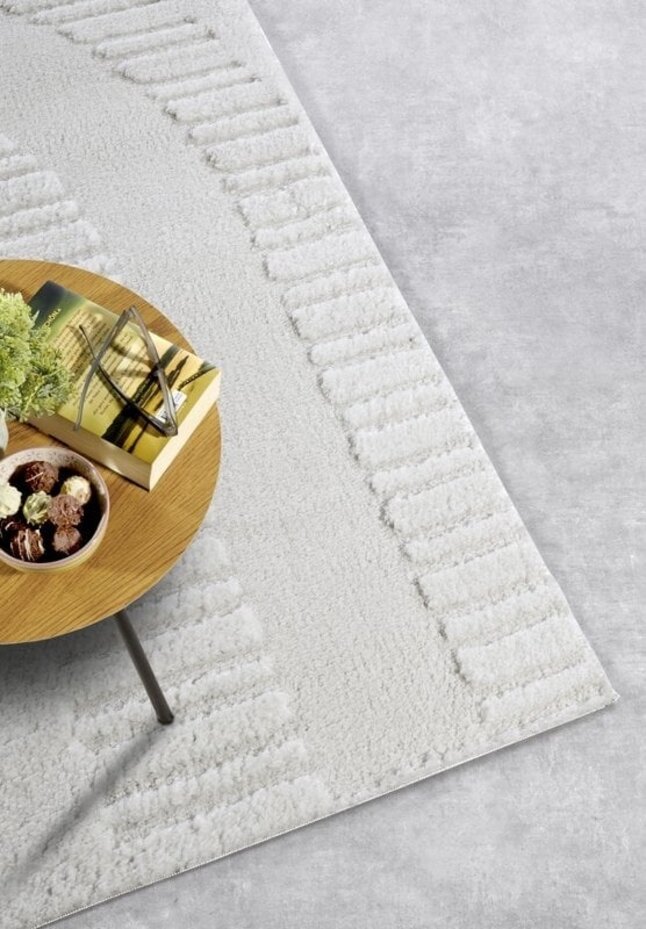 Elle Decoration - Gallery - Hoogpolig vloerkleed - Bartoux - Crème Wit