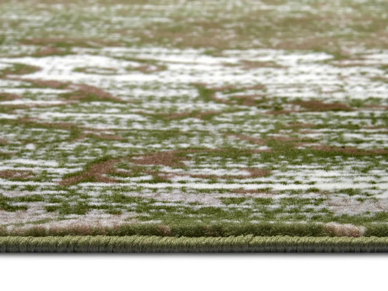 Vintage Patchwork Laagpolig vloerkleed - Gloria - Crème / Groen