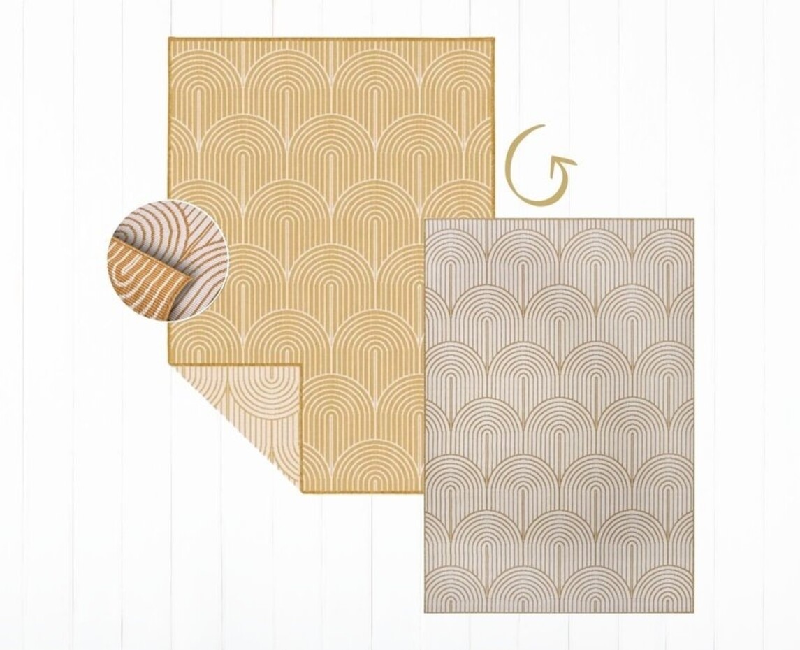 Binnen- En Buitenkleed Omkeerbaar - Pangli Japandi Geel Binnen- En Buitenkleed Omkeerbaar - Pangli Japandi Geel