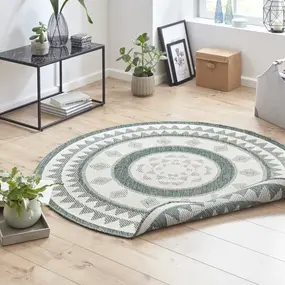 Rond Binnen & Buitenkleed Omkeerbaar - Jamaica Groen/Crème