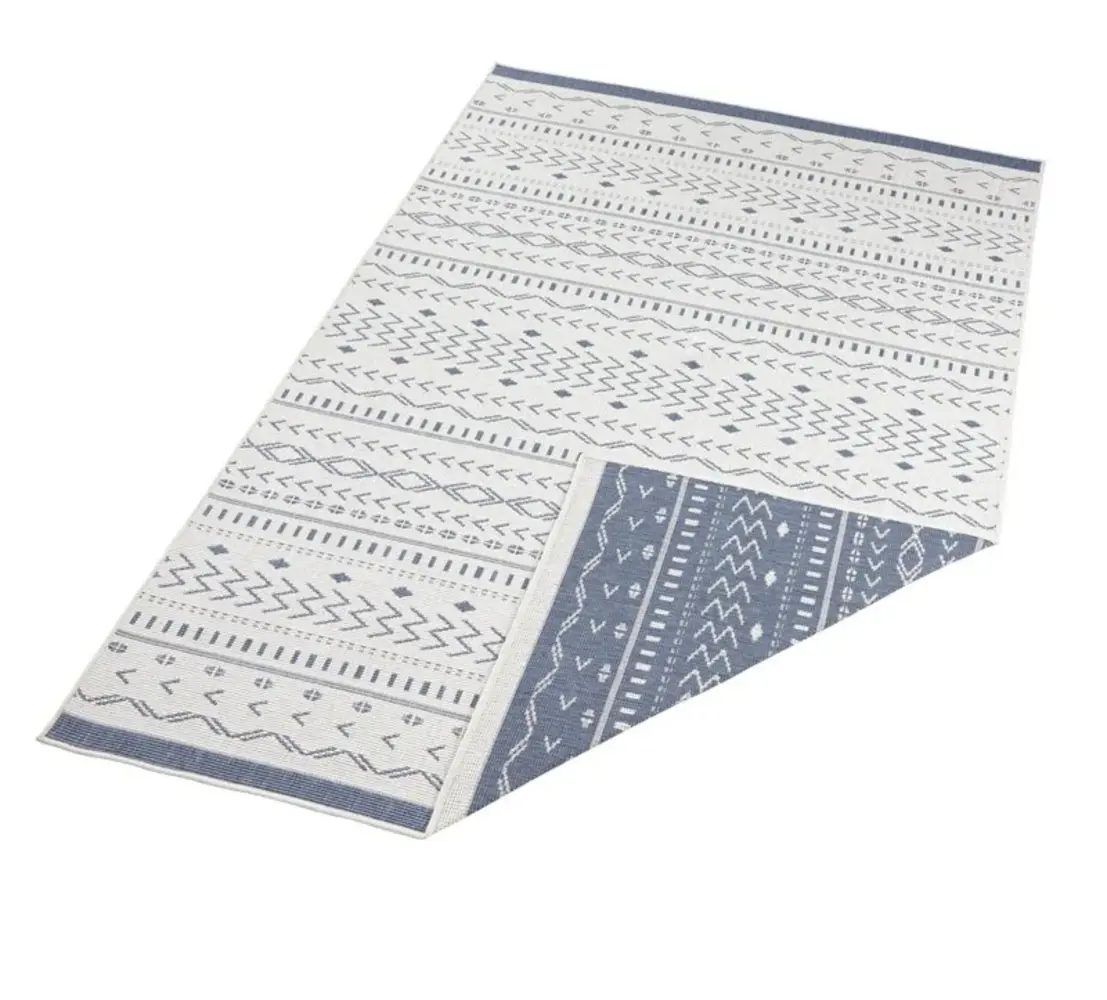 Binnen & Buitenkleed Omkeerbaar - Kuba Blauw/Crème Binnen & Buitenkleed Omkeerbaar - Kuba Blauw/Crème