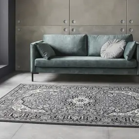 Klassiek vloerkleed - Laagpolig - Isfahan - Donkergrijs