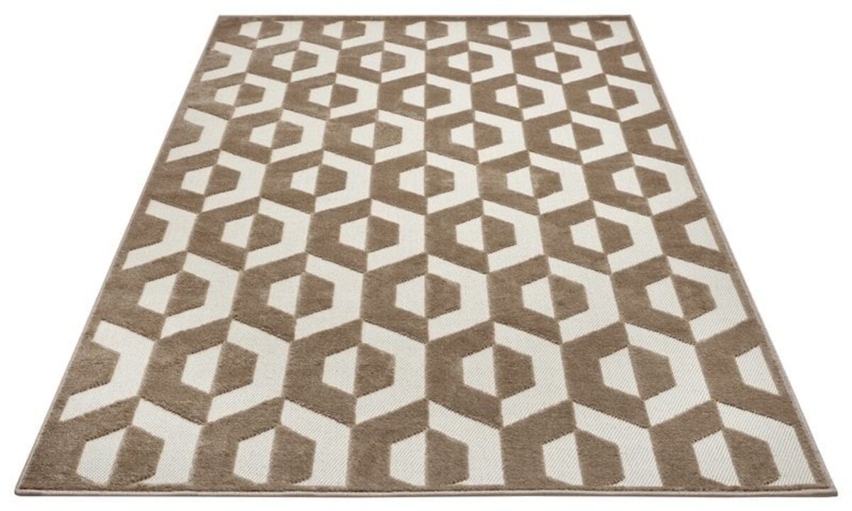 Modern vloerkleed - Hexa Crème/Bruin Modern vloerkleed - Hexa Crème/Bruin