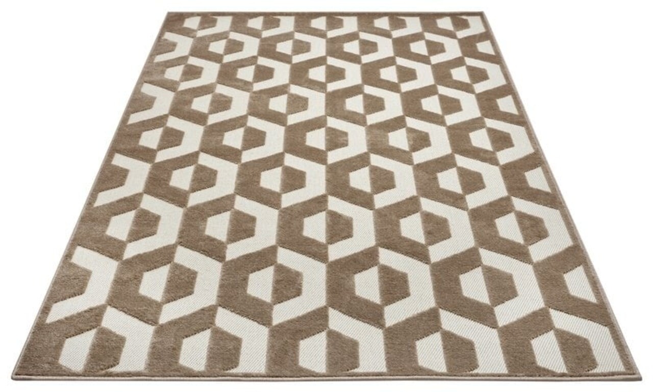 Modern vloerkleed - Hexa Crème/Bruin Modern vloerkleed - Hexa Crème/Bruin