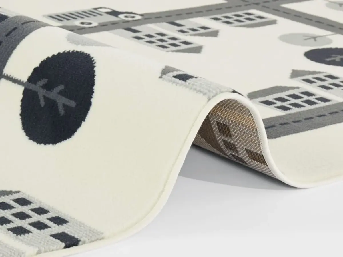 Kindervloerkleed - Adventures Stad Design Crème/Grijs