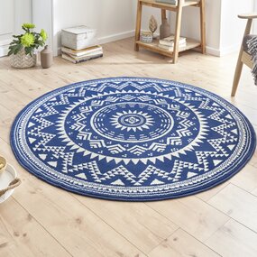 Rond Laagpolig vloerkleed - Valencia - Blauw