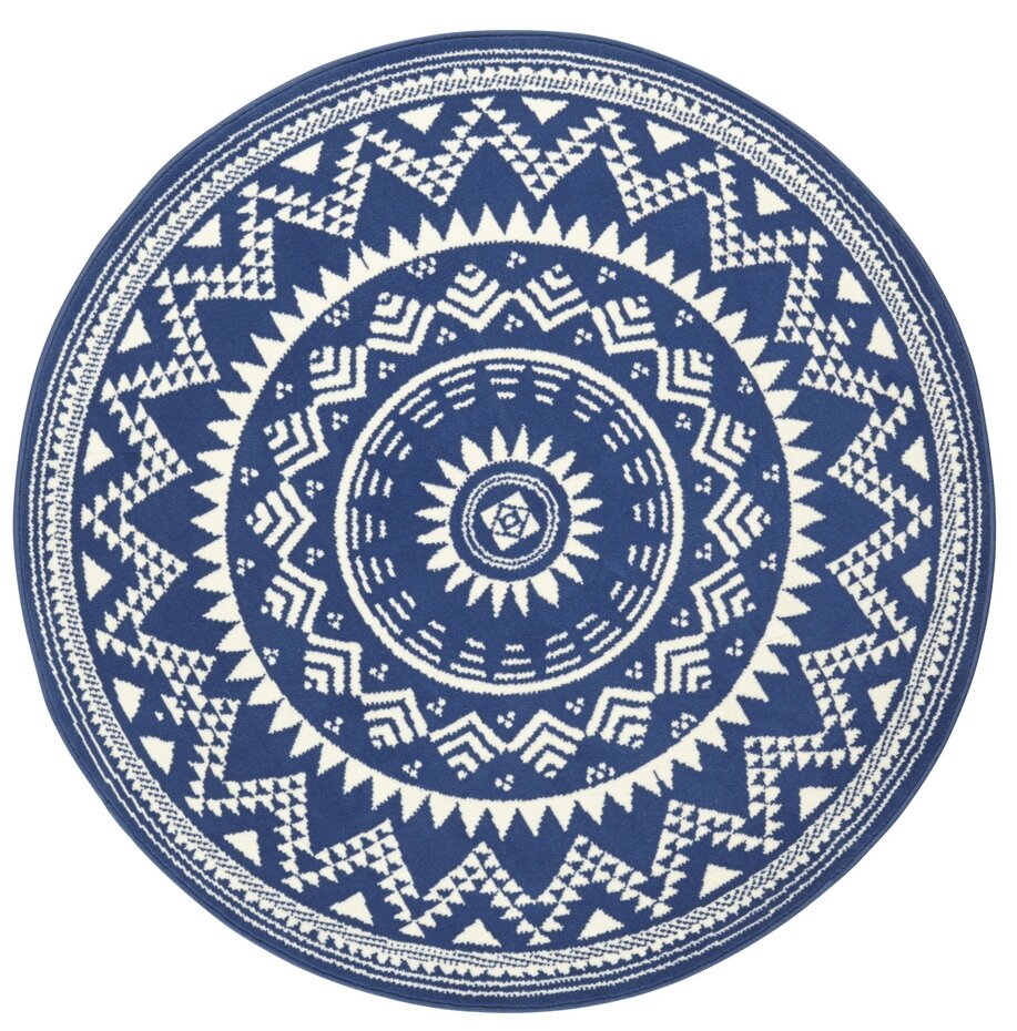 Rond Laagpolig vloerkleed - Valencia - Blauw