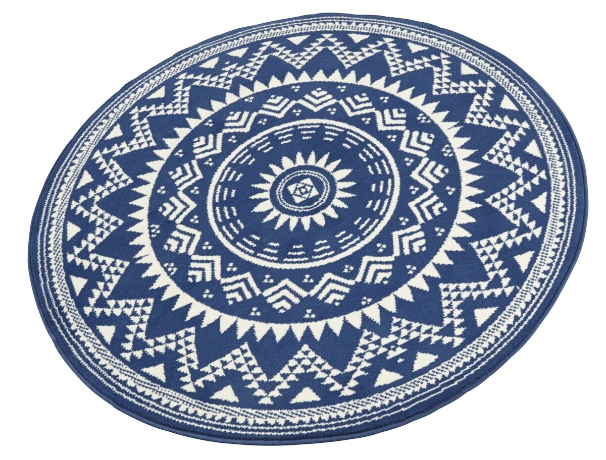 Rond Laagpolig vloerkleed - Valencia - Blauw