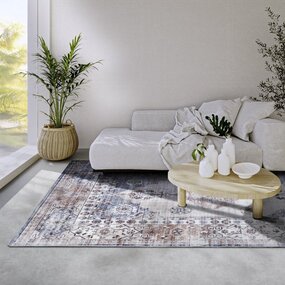 Freundin Home Collection - Asya Laagpolig Vintage vloerkleed - Blauw / Koper