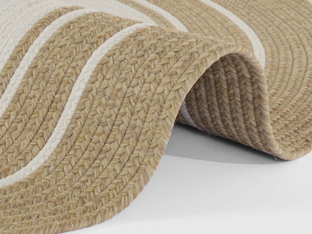 Rond Binnen- En Buitenkleed - Trenzado Beige/Crème Rond Binnen- En Buitenkleed - Trenzado Beige/Crème