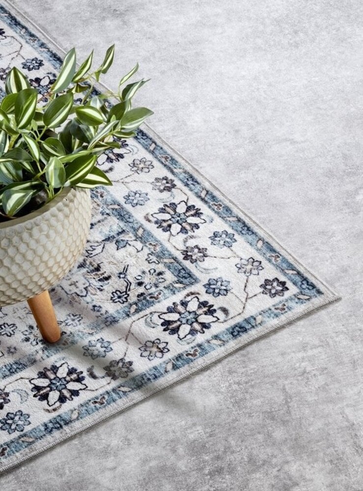 Elle Decoration - Imagination - Laagpolig Vintage vloerkleed - Saveh - Crème / Blauw Elle Decoration - Imagination - Laagpolig Vintage vloerkleed - Saveh - Crème / Blauw