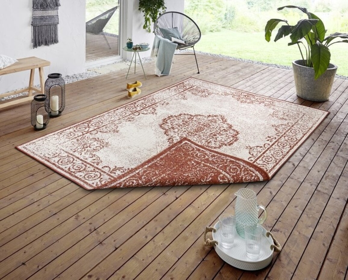 Vintage Binnen & Buitenkleed Omkeerbaar - Cebu Terra/Crème