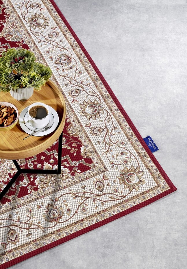 Vintage binnen- en buitenkleed - Pierre Rood/Crème Vintage binnen- en buitenkleed - Pierre Rood/Crème