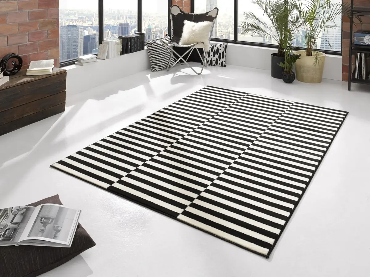 Design vloerkleed - Gloria - Zwart/Crème