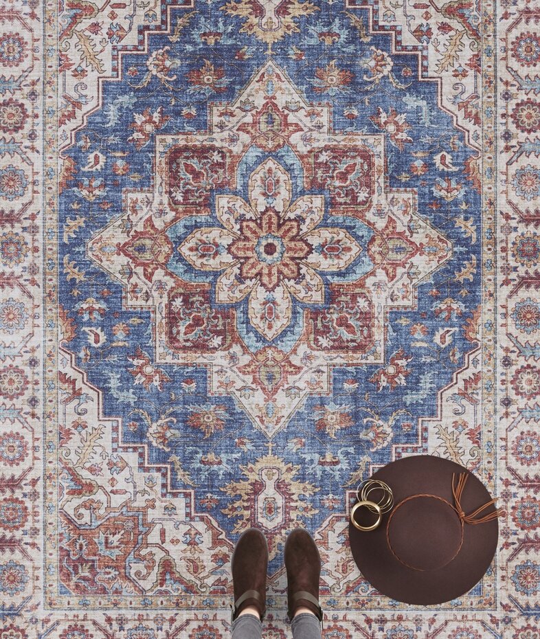 Vintage vloerkleed - Oriental Anthea Blauw/Rood Vintage vloerkleed - Oriental Anthea Blauw/Rood