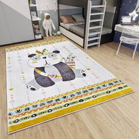 Kindervloerkleed - Adventures Panda Geel/Multicolor Kindervloerkleed - Adventures Panda Geel/Multicolor