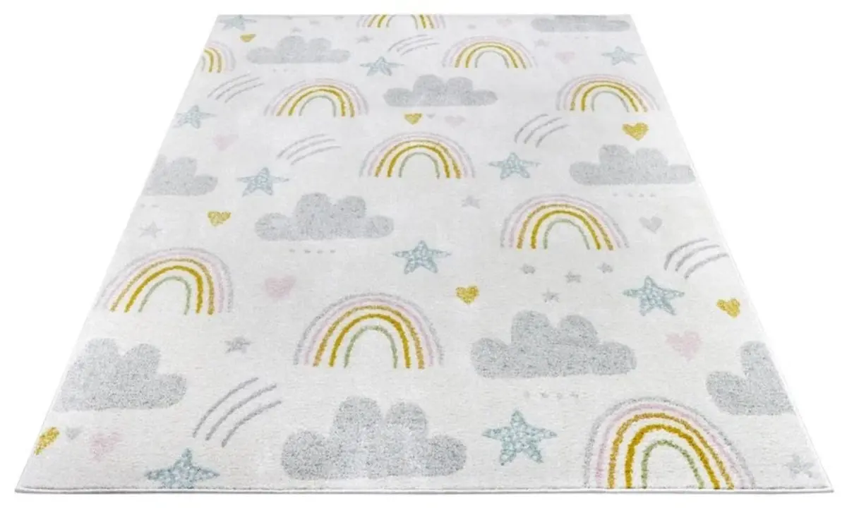 Kindervloerkleed - Adventures Regenboog En Wolken Crème/Multicolor Kindervloerkleed - Adventures Regenboog En Wolken Crème/Multicolor
