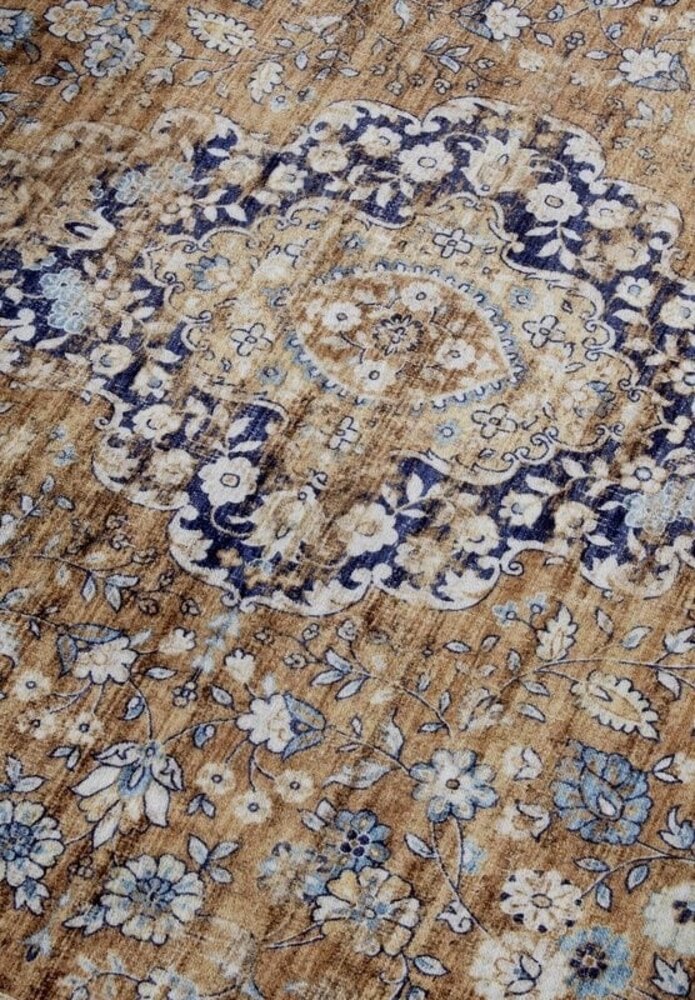 Freundin Home Collection - Asya Laagpolig Vintage vloerkleed - Koper / Blauw Freundin Home Collection - Asya Laagpolig Vintage vloerkleed - Koper / Blauw