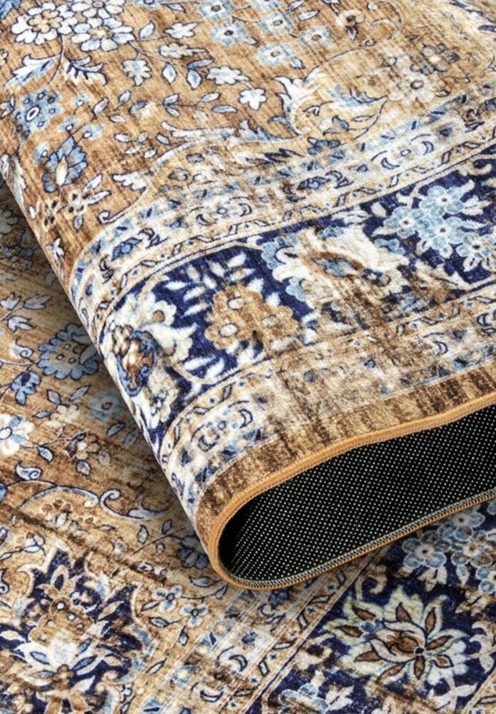 Freundin Home Collection - Asya Laagpolig Vintage vloerkleed - Koper / Blauw Freundin Home Collection - Asya Laagpolig Vintage vloerkleed - Koper / Blauw