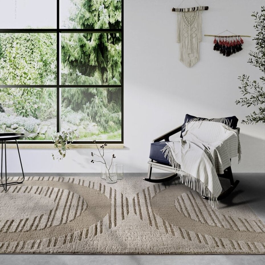 Elle Decoration - Gallery - Hoogpolig vloerkleed - Bartoux - Beige