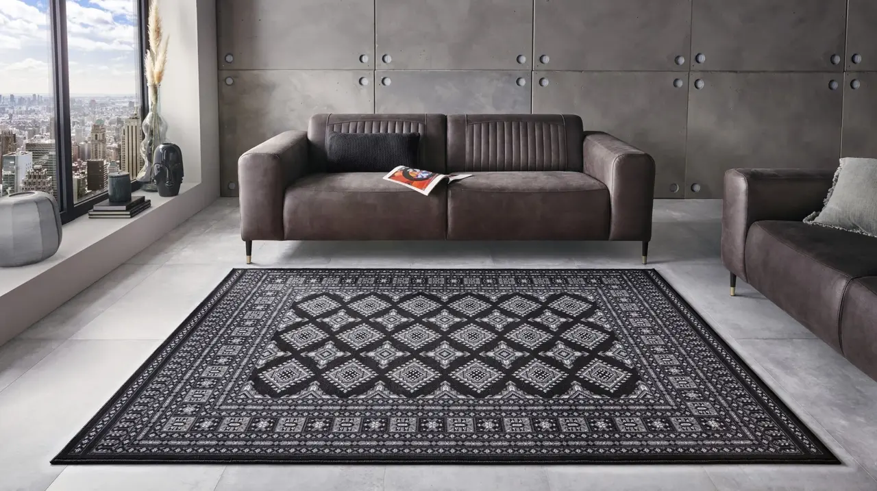 Klassiek vloerkleed - Laagpolig - Buchara - Zwart