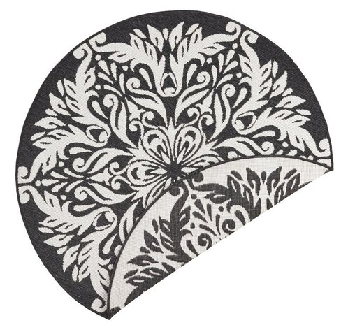 Rond Binnen & Buitenkleed Omkeerbaar - Madrid Zwart/Crème Rond Binnen & Buitenkleed Omkeerbaar - Madrid Zwart/Crème