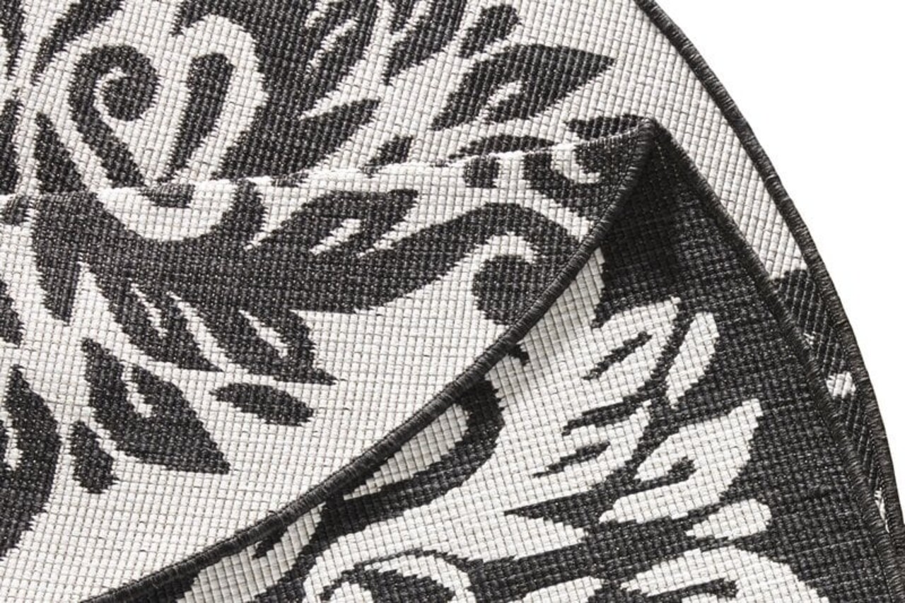 Rond Binnen & Buitenkleed Omkeerbaar - Madrid Zwart/Crème