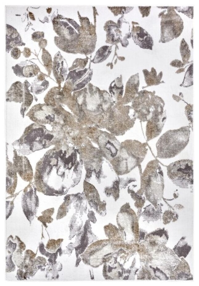 Gebloemd vloerkleed - Shine Wit/Grijs/Bruin Gebloemd vloerkleed - Shine Wit/Grijs/Bruin