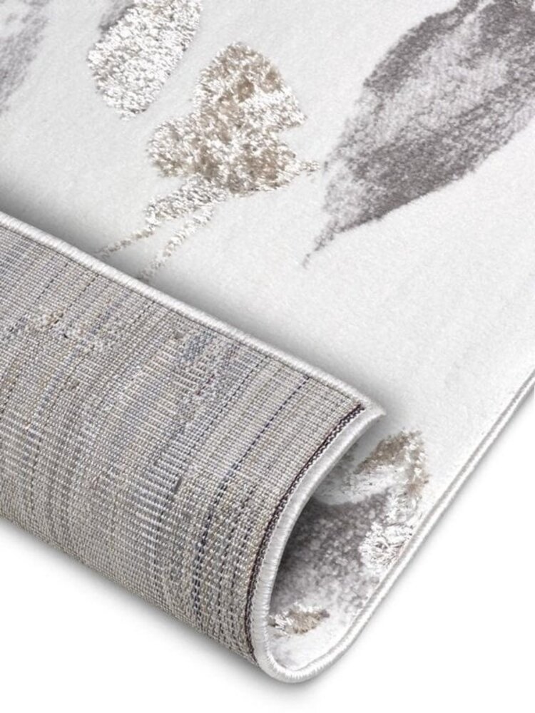 Gebloemd vloerkleed - Shine Wit/Grijs/Bruin Gebloemd vloerkleed - Shine Wit/Grijs/Bruin