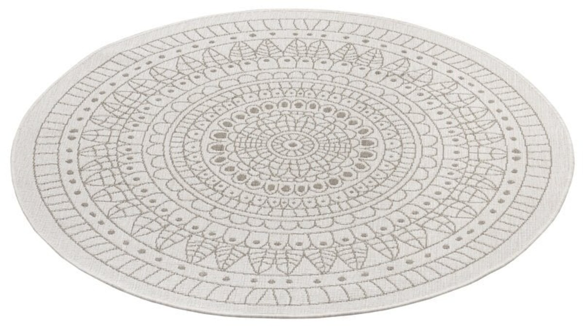 Rond Binnen & Buitenkleed Omkeerbaar - Porto Beige/Crème Rond Binnen & Buitenkleed Omkeerbaar - Porto Beige/Crème