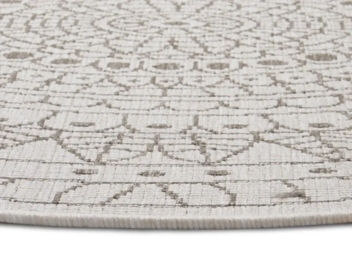 Rond Binnen & Buitenkleed Omkeerbaar - Porto Beige/Crème Rond Binnen & Buitenkleed Omkeerbaar - Porto Beige/Crème