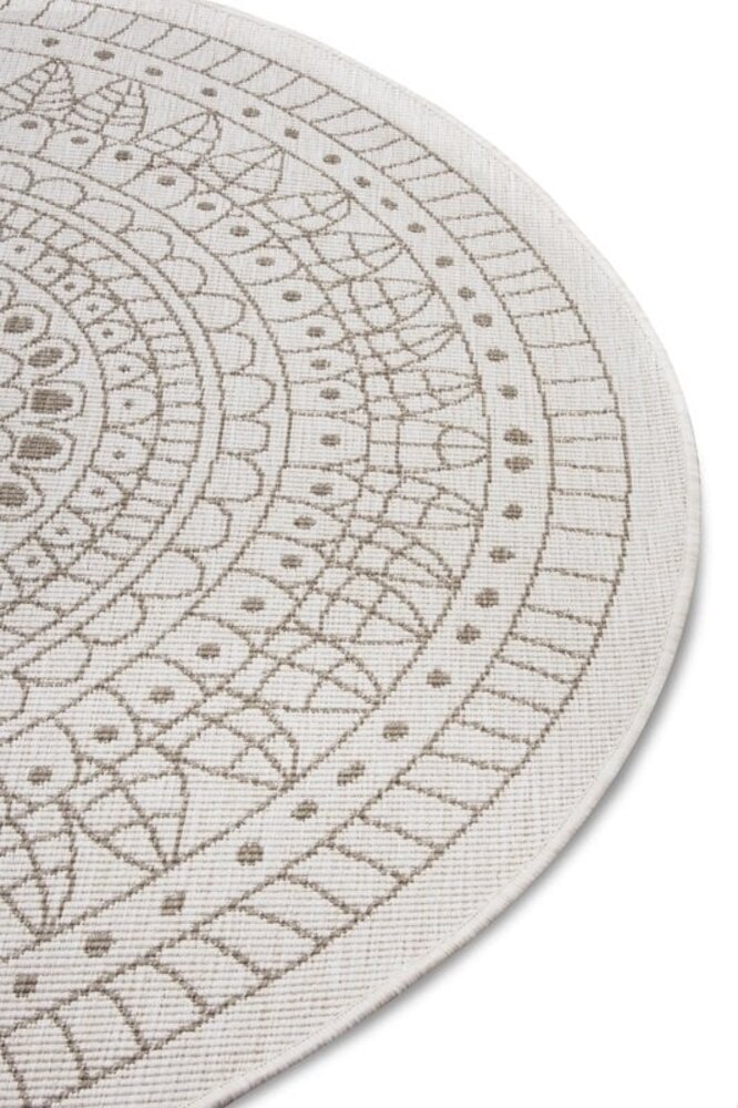 Rond Binnen & Buitenkleed Omkeerbaar - Porto Beige/Crème Rond Binnen & Buitenkleed Omkeerbaar - Porto Beige/Crème