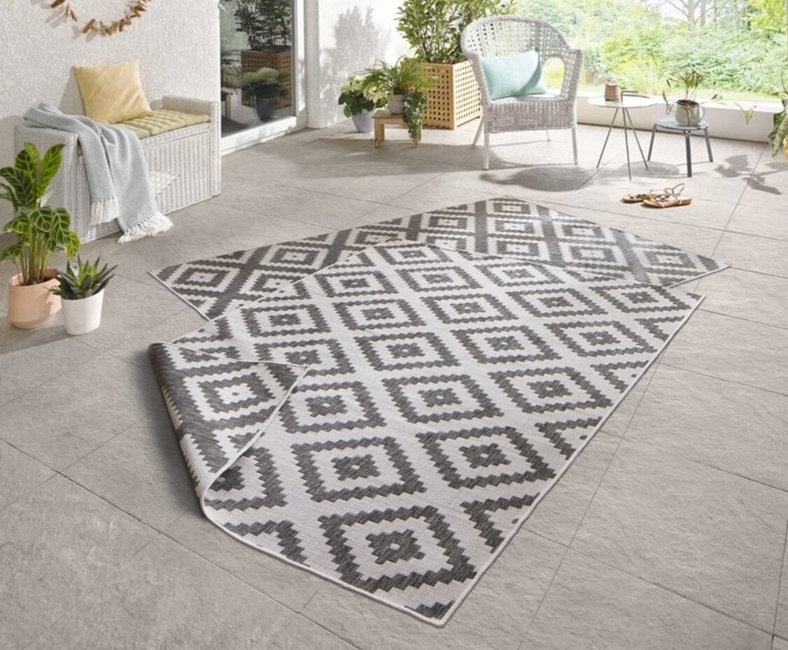 Binnen & Buiten Omkeerbaar vloerkleed - Malta Grijs/Crème
