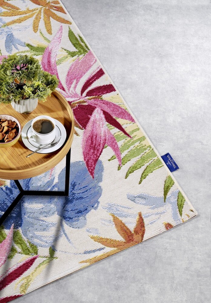 Gebloemd binnen- en buitenkleed - Victor Kleurrijk/Crème Gebloemd binnen- en buitenkleed - Victor Kleurrijk/Crème