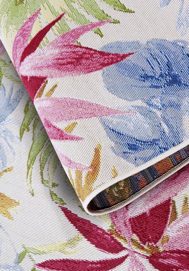 Gebloemd binnen- en buitenkleed - Victor Kleurrijk/Crème Gebloemd binnen- en buitenkleed - Victor Kleurrijk/Crème