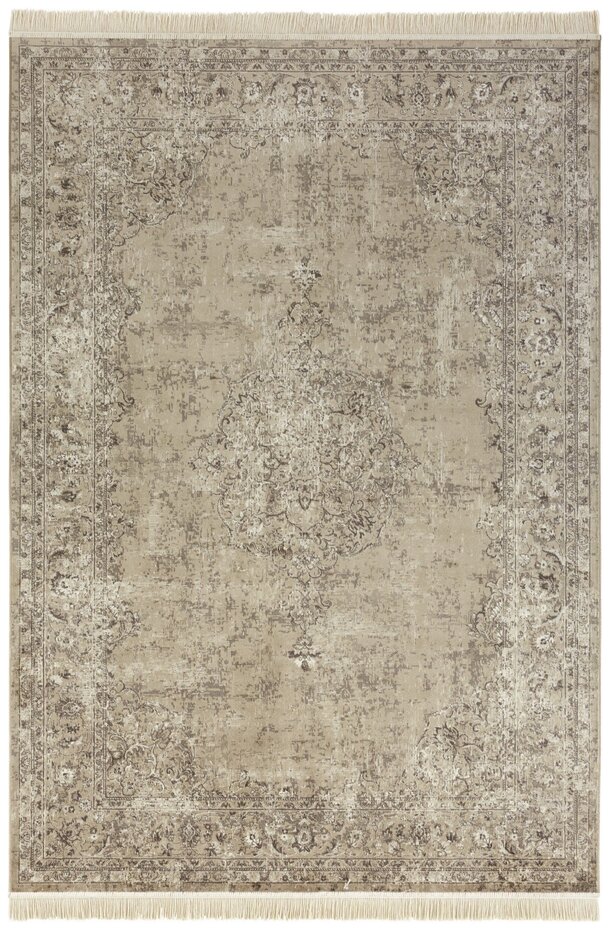 Klassiek Vintage vloerkleed - Laagpolig - Naveh - Franjes - Olijfgroen Klassiek Vintage vloerkleed - Laagpolig - Naveh - Franjes - Olijfgroen