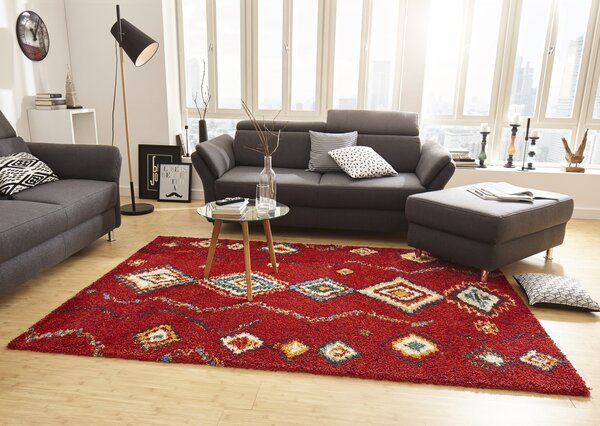 Hoogpolig vloerkleed - Nomadic Bohemian Rood/Multi