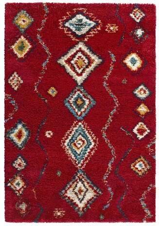 Hoogpolig vloerkleed - Nomadic Bohemian Rood/Multi