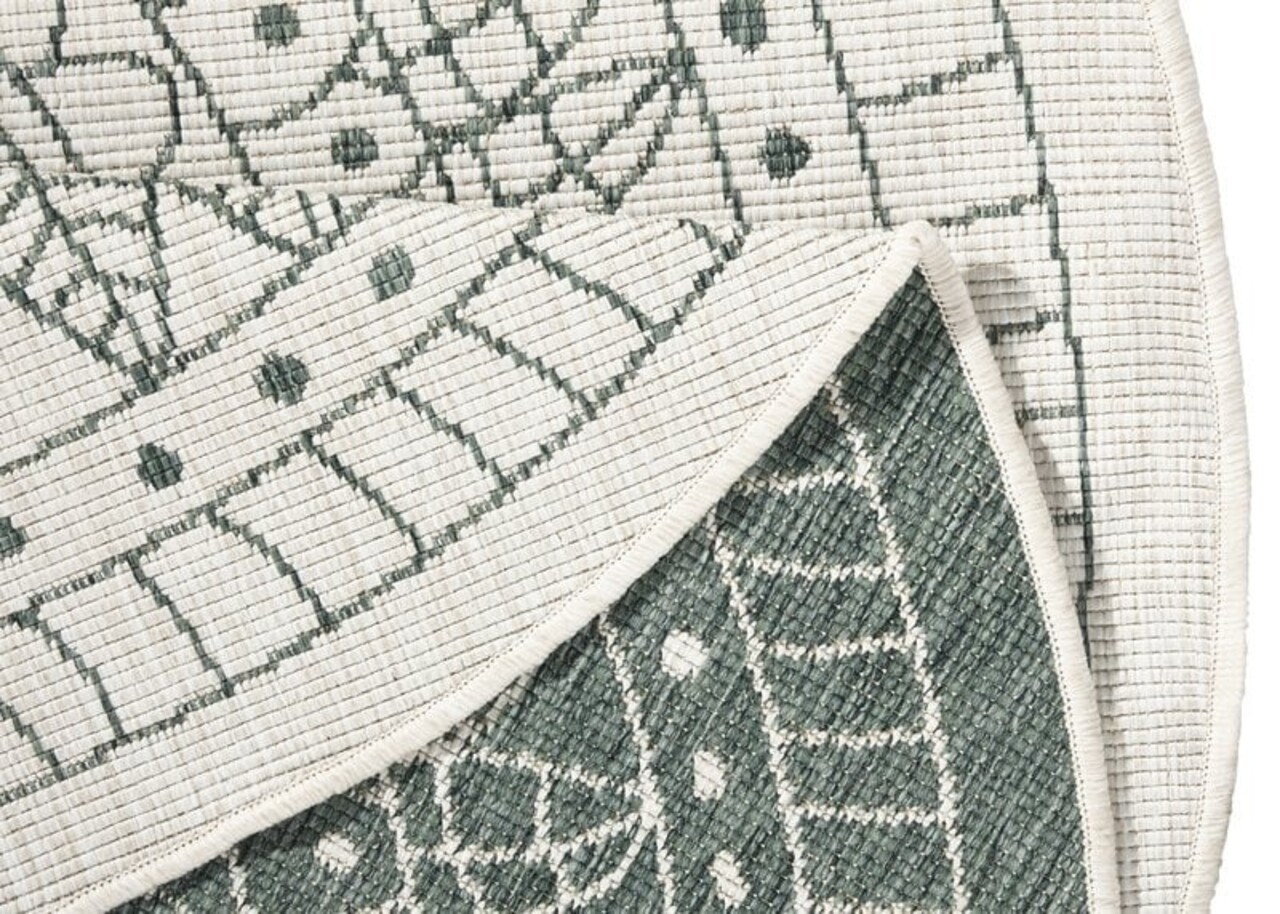 Rond Binnen & Buitenkleed Omkeerbaar - Porto Groen/Crème