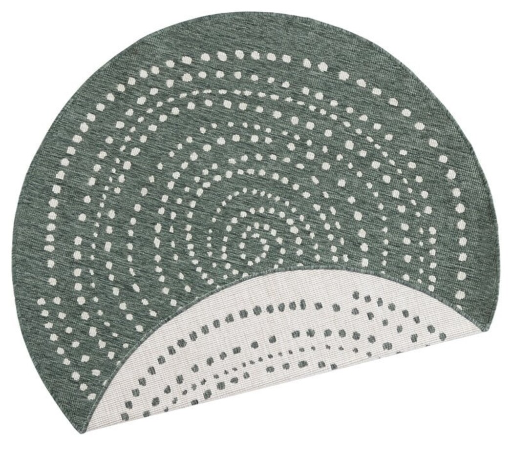 Rond Binnen & Buiten vloerkleed - Bali Groen/Crème Omkeerbaar